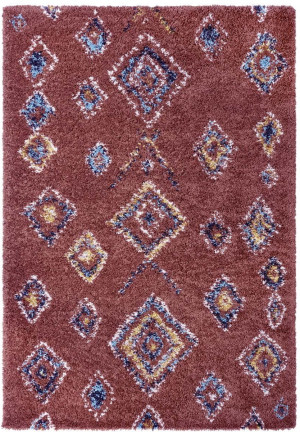 Bordowy gruby dywan SHAGGY, Mint Rugs Phoenix 80x150cm