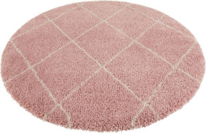 Dywan shaggy okrągły 120cm, różowo kremowy wzór boho , Leonique Belle