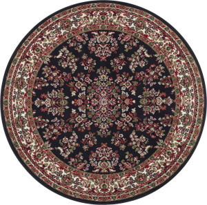Okrągły dywan, granatowy wzór tradycyjny 140cm