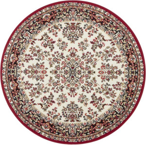 Okrągły dywan czerwono-kremowy, wzór tradycyjny 140cm