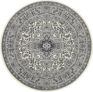 Okrągły dywan szaro-kremowy wzór tradycyjny 160cm