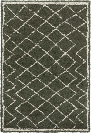 Zielono kremowy dywan do salonu,gruby dywan shaggy, wzór boho Mint Rugs Loft 80x150 cm