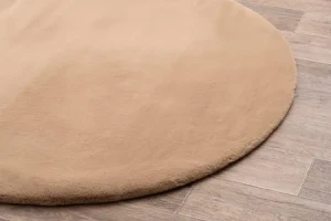 Pluszowy beżowy dywan RABBIT okrągły 160cm