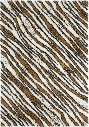 Brązowo kremowy gruby dywan shaggy do salonu,wzór zebry Mint Rugs Life 120x170 cm