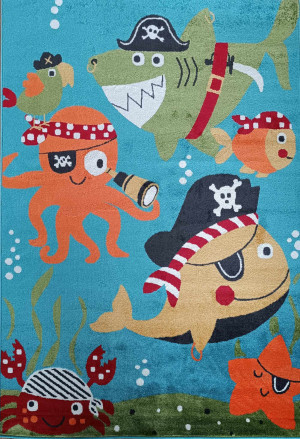 Dywan dziecięcy z krótkim miękkim włosem,rybki i piraci Sintelon Play 160x230cm