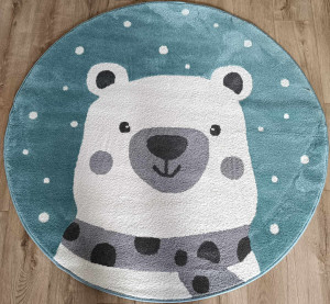 Okrągły dywan dziecięcy z miękkim włosem,miś polarny Sintelon Creative 140cm