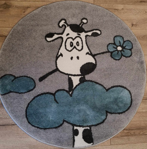 Okrągły dywan dziecięcy z miękkim włosem,wesoła krówka Sintelon Creative 100cm
