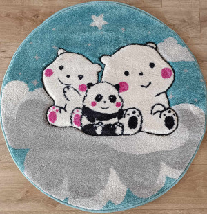 Okrągły dywan dziecięcy z miękkim włosem,misie polarne Sintelon Pastel Kids 100cm