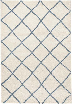 Kremowo niebieski gruby dywan shaggy,dywan do salonu, wzór boho Mint Rugs Diva 160x230 cm
