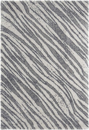 Szaro kremowy gruby dywan shaggy do salonu,wzór zebry Mint Rugs Life 120x170 cm