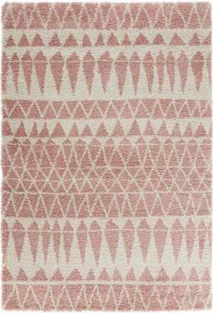 Różowo kremowy gruby dywan shaggy do salonu,wzór boho Mint Rugs Inspire 120x170 cm