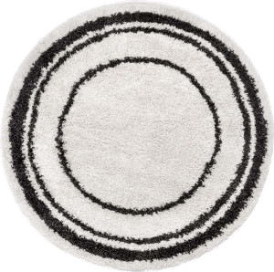 Dywan czarno kremowy, okrągły SHAGGY włochaty,wzór BOHO Mint Rugs Rian 160cm