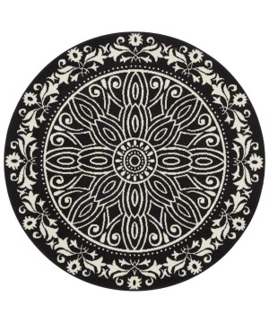 Okrągły nowoczesny dywan do salonu,czarno kremowy wzór MANDALA Hanse Home 140cm