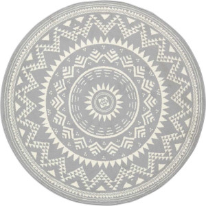 Okrągły nowoczesny dywan do salonu,szaro kremowy wzór MANDALA Hanse Home 140cm