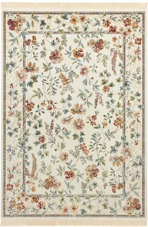 Dywan w kwiaty kremowy tradycyjny z wiskozy,NOURISTAN ORIENTAL FLOWERS 135x195cm