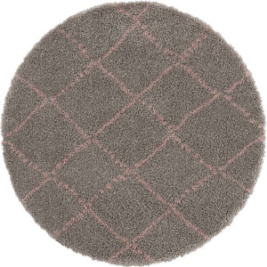 Dywan okrągły SHAGGY włochaty szaro różowy wzór boho Mint Rugs Allure 120cm