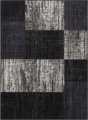 Nowoczesny czarno kremowy dywan do salonu z miękkim włosem Tapeso 120x160cm