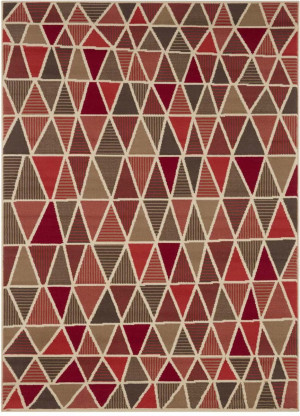 Nowoczesny geometryczny czerwony dywan do salonu z miękkim włosem Tapeso 120x160cm