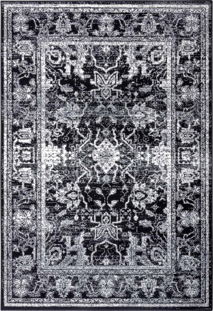 Tradycyjny kremowo czarny dywan do salonu,miękki włos wzór Zala Living 160x230cm