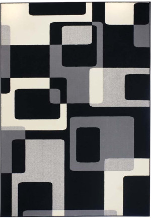 Nowoczesny kremowo czarny dywan do salonu,miękki włos wzór Hanse Home 160x230cm