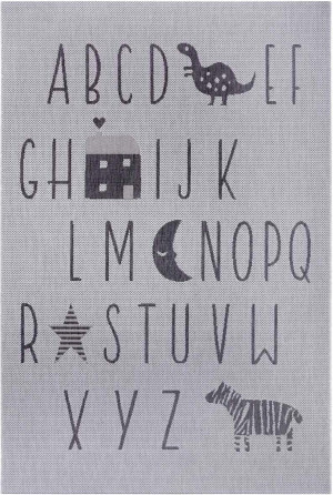 Szary dywan typu sizal ,płasko tkany na taras, zewnętrzno wewnętrzny Tapeso Alfabet 160x230