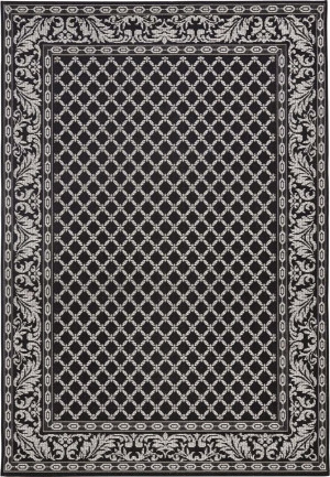 Czarny dywan typu sizal,płasko tkany na taras zewnętrzno wewnętrzny Bougari Royal 120x170