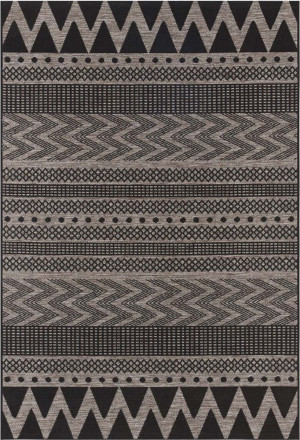 Czarny dywan typu sizal ,płasko tkany na taras zewnętrzno wewnętrzny Bougari Sidon 160x230