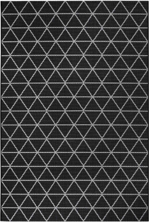 Dywan czarny sizal,płasko tkany na taras,zewnętrzno wewnętrzny Tapeso Geo 200x290cm