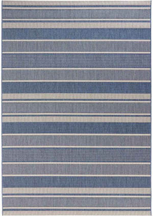 Dywan niebieski sizal,płasko tkany na taras,zewnętrzno wewnętrzny Bougari Strap 200x290cm