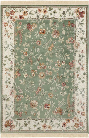 Dywan 95x140 do salonu,tradycyjny klasyczny wzór zielono kremowy Nouristan Oriental Flowers