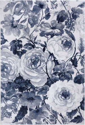 Dywan kremowo błekitny do salonu w kwiaty,róże 200x290cm Mint Rugs Peony
