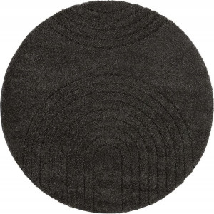 Dywan czarny okrągły z efektem 3d, włochaty 160cm mint RUGS FERGUS