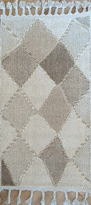 Dywan sznurkowy pętelkowy 60x110cm , beżowy zewnętrzno wewnętrzny styl boho EVEL