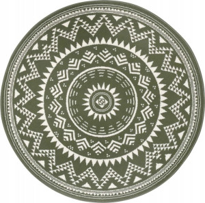 Dywan okrągły nowoczesny 140cm HANSE HOME, zielono kremowy wzór mandala