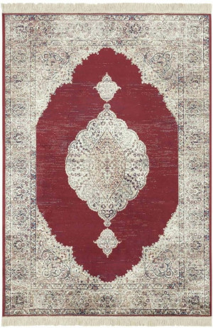Dywan 135x195cm do salonu, tradycyjny klasyczny wzór Mint RUGS HAMUN czerwono kremowy .