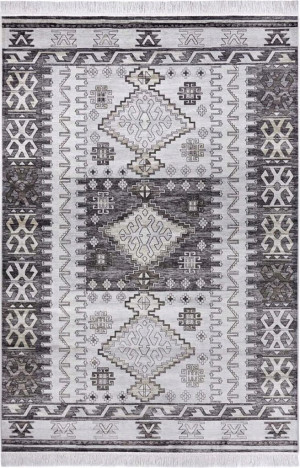 Dywan do salonu 95x140cm, orientalny wzór, ELLE DECOR Kelim AMA kremowo szary