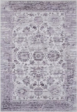 Dywan orientalny do salonu 80x150cm TAPESO, szaro kremowy płasko tkany wzór