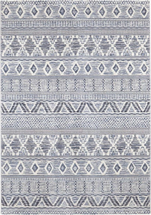 Dywan ekskluzywny do salonu 200x290cm ELLE DECOR-ARTY, kremowo niebieski wzór BOHO