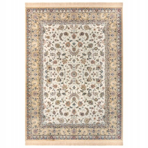 Dywan tradycyjny do salonu 135x195cm,klasyczny kremowy wzór z frędzlami Najwyższa jakość, dywanów ekskluzywnych!