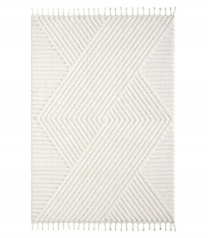 Chodnik nowoczesny 100x300cm, Elize HOME-Carla LAGOS- kremowy wzór boho z frędzlami