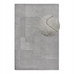 Dywan wełniany do salonu 160x230cm-Villeroy&BOCH Charlotte, szary z miękkim włosiem, wycinany 3d