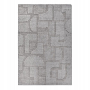 Dywan wełniany do salonu 120x170cm-Villeroy&BOCH ALEXIS, szary z miękkim włosiem, wycinany 3d