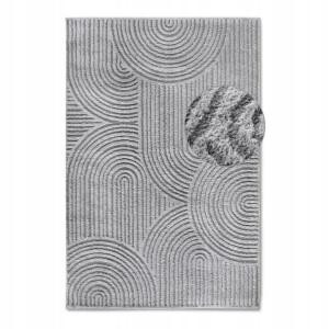 Dywan do salonu 200x280cm, ELLE DECOR CHAPPE, wycinany wzór w półkola, kolor szary