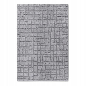 Dywan pluszowy do salonu 200x280cm-Elle DECOR Artistique, szary nowoczesny wzór w kostki