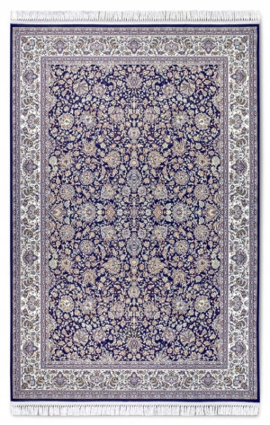 Dywan tradycyjny do salonu 128x190cm,Villeroy&Boch ALFRED klasyczny niebiesko kremowy wzór z frędzlami