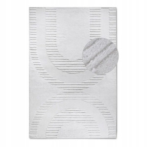 Dywan do salonu 80x120cm, ELLE DECOR Bartoux,kremowy wycinany wzór 3D