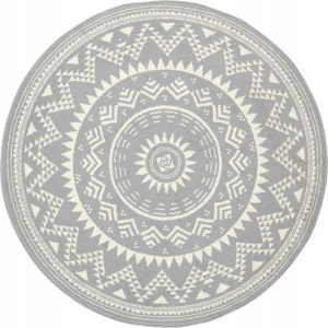 Dywan nowoczesny okrągły do salonu 200cm, szaro kremowy wzór mandala -HANSE HOME