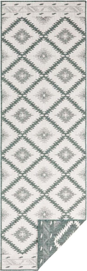 Chodnik 80x350cm Northrugs MALIBU- kremowo zielony, dwustronny, płasko tkany, sznurkowy ,dwustronny,zewnętrzno-wewnętrzny