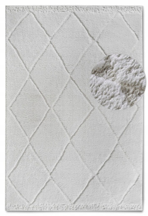 Dywan do salonu 200x280cm, ELLE DECOR PERROTIN, wycinany wzór 3D, kolor kremowy boho