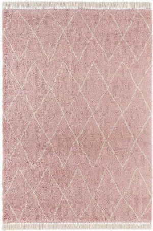 Dywan shaggy do salonu 80x150cm-Mint RUGS JADE ,różowy wzór BOHO